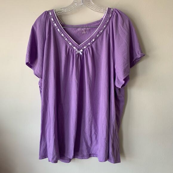 Earth Angels Purple Women's Twee Coquette Shirt With Ribbon Bow Size 3X - Picture 3 of 6